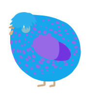 A sky and blurple chicken with a speckle pattern