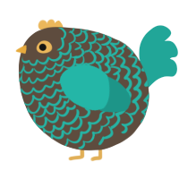 A bark and turquoise chicken with a lace pattern