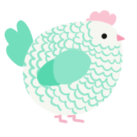 A white and mint chicken with a lace pattern