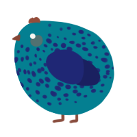 A sea and navy chicken with a speckle pattern