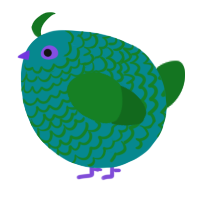 A teal and leaf chicken with a lace pattern