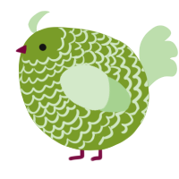 A chartreuse and gluppy chicken with a lace pattern