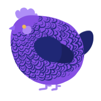 A blurple and navy chicken with a double-lace pattern