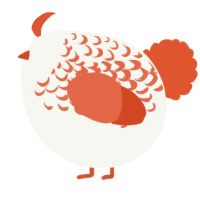 A white and vermilion chicken with a half-lace pattern