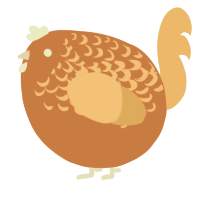 A vermilion and orange chicken with a half-lace pattern