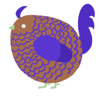 A brown and indigo chicken with a lace pattern