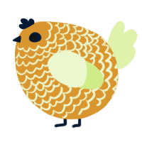 A orange and apple chicken with a lace pattern