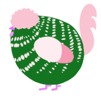 A leaf and rose chicken with a bar pattern
