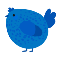 A sapphire and ultramarine chicken with a speckle pattern