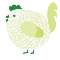 A white and lemon chicken with a lace pattern