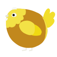 A ochre and yellow chicken with a head pattern