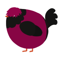 A maroon and black chicken with a head pattern