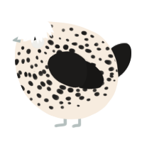 A cream and sable chicken with a speckle pattern