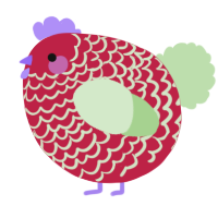 A crimson and gluppy chicken with a lace pattern