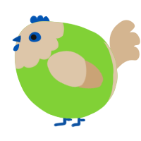 A grass and beige chicken with a head pattern