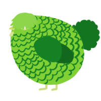 A grass and leaf chicken with a lace pattern