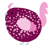 A wine and pink chicken with a speckle pattern