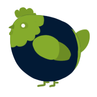 A tumblr and chartreuse chicken with a head pattern
