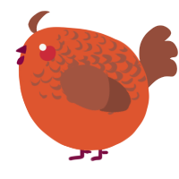 A vermilion and russet chicken with a half-lace pattern