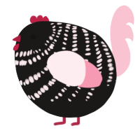 A sable and rose chicken with a bar pattern