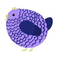 A lilac and navy chicken with a lace pattern