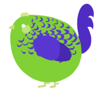 A grass and indigo chicken with a half-lace pattern