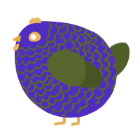 A indigo and olive chicken with a lace pattern