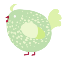 A gluppy and apple chicken with a speckle pattern