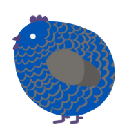 A ultramarine and grey chicken with a lace pattern