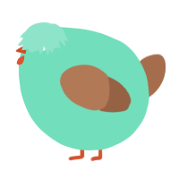 A mint and brown chicken