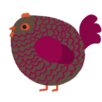 A bark and maroon chicken with a lace pattern