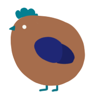 A brown and navy chicken