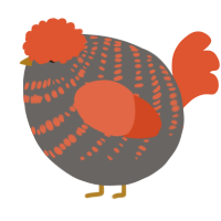 A grey and vermilion chicken with a bar pattern