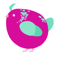 A fuchsia and mint chicken with a neck-speckle pattern