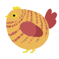 A honey and red chicken with a bar pattern