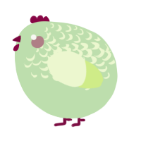 A gluppy and apple chicken with a half-lace pattern