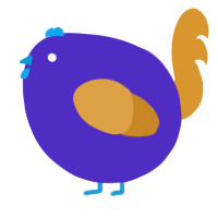 A indigo and orange chicken
