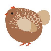 A brown and beige chicken with a half-lace pattern
