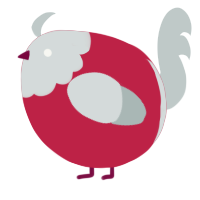 A crimson and silver chicken with a head pattern