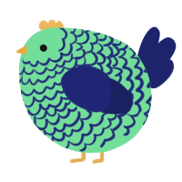 A spring and navy chicken with a lace pattern