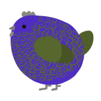 A indigo and olive chicken with a double-lace pattern