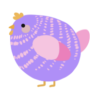 A lilac and pink chicken with a bar pattern