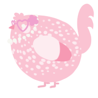 A rose chicken with a speckle pattern