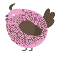 A pink and bark chicken with a double-lace pattern