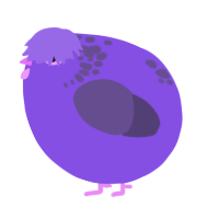A blurple and overcast chicken with a neck-speckle pattern