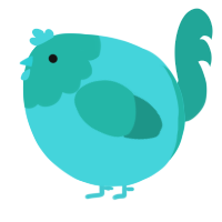 A aqua and turquoise chicken with a head pattern