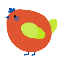 A vermilion and lime chicken