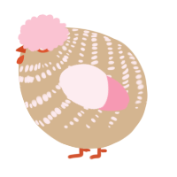 A beige and rose chicken with a bar pattern