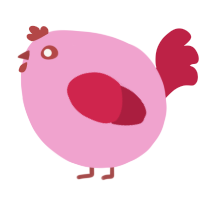 A pink and crimson chicken