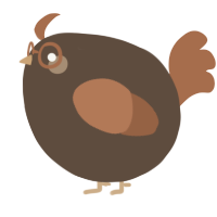 A bark and brown chicken